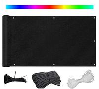 Balcón 85 x 1000 cm, resistente a la intemperie, protección UV, resistente al viento, malla con bridas para cables, para patio, jardín, soluciones de privacidad al aire libre, color negro