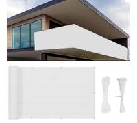 Balcón 900 x 145 cm - Protección UV transpirable Tela Borde reforzado - Ideal para terraza, patio, jardín - Solución de blindaje para exteriores color blanco