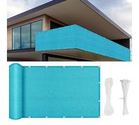Balcón azul cielo, 800 x 155 cm, resistente a la intemperie, protección UV, valla de jardín con cuerda y ojales de aluminio para terrazas, barandillas y piscinas, solución de privacidad al aire libre