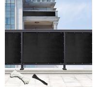 Balcón negro - Valla de jardín antimiradas para porche, patio, terraza, barandilla, apartamentos, 0,6 x 5 m - Mejora la privacidad y el estilo al aire libre