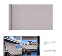 Balcone 130 x 800 cm - Anti-UV con ojales y lazos, cortavientos para balcón, cubierta de parasol gris claro para exteriores