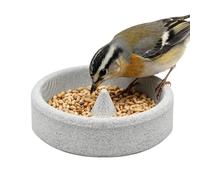 Balcony Bird Feeder - Round, Small Stone, Weatherproof Dish | Round Bird Feeder For Balcony And Garden, Stone-like Material With Weather-resistant Finish, Compact Wild Bird Feedin