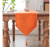 BALCONY & FALCON Camino de mesa cuadrado impermeable de imitación de hilo jacquard de 35 x 240 cm, ideal para cocina, restaurante, cafetería, jardín, exterior, fiestas, bodas y fiestas, color naranja