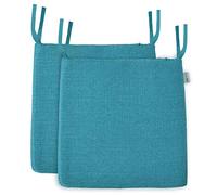 BALCONY & FALCON Juego de 2 Cojines para Silla, 1 cojín de Espuma viscoelástica para Silla, Exquisito Tejido x 1, Aspecto de Lino, para sillas de casa y jardín, colección Azul Lago
