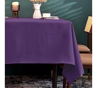 BALCONY & FALCON Mantel con aspecto de lino, rectangular, antimanchas, fácil cuidado, rectangular, para interior, exterior, jardín, restaurante y decoración, color morado oscuro, 140 x 180 cm