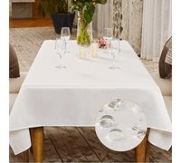 BALCONY & FALCON Mantel Impermeable Mantel Rectangular de Cocina para Comedor Fiesta Navidad Boda (Blanco Puro, 140x180cm)