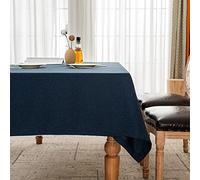 BALCONY & FALCON Mantel Rectangular Impermeable Mantel Antimanchas de Hilos Finos con Dobladillos Anchos para Interior Exterior Jardín Restaurante y Decoración, Azul Oscuro, 140 x 240 cm