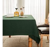 BALCONY & FALCON Mantel Rectangular Impermeable Mantel Antimanchas de Hilos Finos con Dobladillos Anchos para Interior Exterior Jardín Restaurante y Decoración, Verde Oscuro, 140 x 180 cm