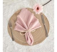 BALCONY & FALCON Servilletas de Tela 100% Algodón con Flecos Hechas a Mano Cuadradas Estilo Rústico Servilletas Lavables 6 Pack para Pascua Acción de Gracias Navidad Bodas Fiestas Banquetes, Rosa