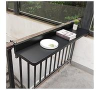 Balcony Folding Railing Table 2-Gears Height-Adjustable Aluminum Patio Hanging Coffee Table Space-Saving Side Table for Terrace Garden Black 120x28cm