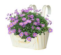 Balcony Planter, Metal Hanging Deck Flower Box, 11.02x9.45x3.74 inches, Outdoor Pot with Hooks, Window Rail Garden Planter for Fence, Patio, Porch, Railing, Home