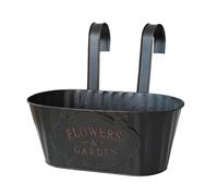 Balcony Planter, Metal Hanging Deck Flower Box, 11.02x9.45x3.74 inches, Outdoor Pot with Hooks, Window Rail Garden Planter for Fence, Patio, Porch, Railing, Home