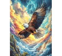 Bald Águila volando sobre un valle montañoso Puzzles 300 Piezas Obra De Arte Decorativa Cuento de hadas acompañante con animales Rompecabezas Familiar Para Adultos DIY Creativo Aliviar Estrés Portátil