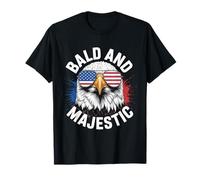 Bald And Majestic American Bald Eagle 4th Of July US Flag Camiseta