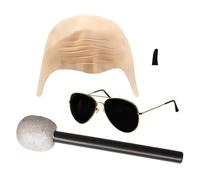 Bald Cap, Cosplay Headwear, Fancy Toy Accessory, Realistic Design, Includes Glasses, Great for Ladies Men Theatrical Performances Halloween Parties Graduation Events Stage Costume