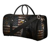 Bald Eagle - Bolsa de viaje con bandera de Estados Unidos para mujeres, hombres, niñas, niños, fin de semana, bolsa de equipaje de 22.7 L, bolsa de equipaje para deportes, gimnasio, yoga, color,