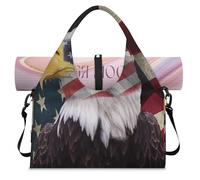 Bald Eagle - Bolsa deportiva de lona con bandera americana para mujeres y hombres, bolsa de fin de semana con compartimento para zapatos, bolsa de hombro para yoga, gimnasio, viajes, color, L,