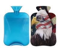 Bald Eagle - Botella de agua caliente con tapa de la bandera americana de 2 L, bolsa de agua de gran capacidad para noches acogedoras, alivio del dolor, espalda, cuello y hombros