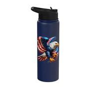 Bald Eagle Freedom Bandera Americana Celebración del 4 de Julio Stainless Steel Insulated Water Bottle