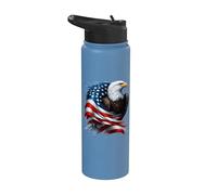 Bald Eagle Freedom Bandera Americana Celebración del 4 de Julio Stainless Steel Insulated Water Bottle