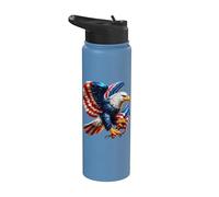Bald Eagle Freedom Bandera Americana Celebración del 4 de Julio Stainless Steel Insulated Water Bottle