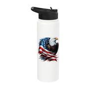 Bald Eagle Freedom Bandera Americana Celebración del 4 de Julio Stainless Steel Insulated Water Bottle