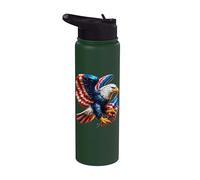 Bald Eagle Freedom Bandera Americana Celebración del 4 de Julio Stainless Steel Insulated Water Bottle