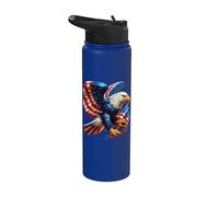 Bald Eagle Freedom Bandera Americana Celebración del 4 de Julio Stainless Steel Insulated Water Bottle