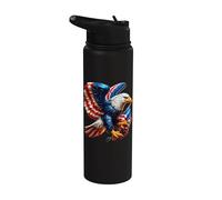 Bald Eagle Freedom Bandera Americana Celebración del 4 de Julio Stainless Steel Insulated Water Bottle