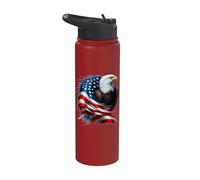 Bald Eagle Freedom Bandera Americana Celebración del 4 de Julio Stainless Steel Insulated Water Bottle
