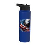 Bald Eagle Freedom Bandera Americana Celebración del 4 de Julio Stainless Steel Insulated Water Bottle