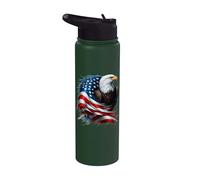 Bald Eagle Freedom Bandera Americana Celebración del 4 de Julio Stainless Steel Insulated Water Bottle