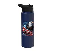 Bald Eagle Freedom Bandera Americana Celebración del 4 de Julio Stainless Steel Insulated Water Bottle
