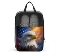 Bald Eagle Head on US Flag Patriotic Shoe Bag for Travel Daily Use Anti-Dust Storage Carrier Golf Shoe Pouch