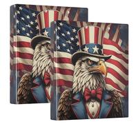 Bald Eagle Uncle Sam - Carpetas de tres anillos de 1.5 pulgadas con capacidad para 200 hojas, bonitas carpetas para cuadernos, carpeta de oficina con anillos redondos, 12.4 x 10.6 x 2.36 pulgadas, 1