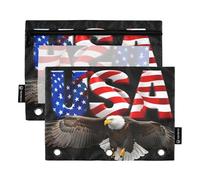 Bald Eagle USA - Estuche negro para lápices de 3 anillas, con cremallera, carpetas escolares, bolsillos transparentes para oficina, 9.8 x 7.1 pulgadas, 2 paquetes