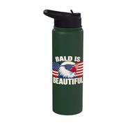 Bald is Beautiful 4th of July USA Patriotic Funny Bald Eagle Stainless Steel Insulated Water Bottle
