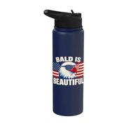 Bald is Beautiful 4th of July USA Patriotic Funny Bald Eagle Stainless Steel Insulated Water Bottle