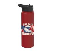 Bald is Beautiful 4th of July USA Patriotic Funny Bald Eagle Stainless Steel Insulated Water Bottle