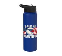 Bald is Beautiful 4th of July USA Patriotic Funny Bald Eagle Stainless Steel Insulated Water Bottle