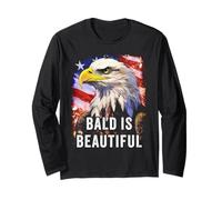 Bald is Beautiful - Epic American Flag USA with Eagle Manga Larga