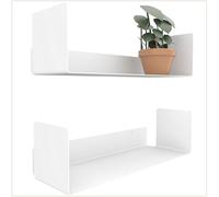 Baldas Flotantes Pared Blancas | Estanteria Pared Flotante Blanca | Floating Wall Shelves | Repisas de Pared Dormitorio | Estantes Pared | Estante Libros | Paquete de 2 | 40 cm de largo | 100% Acero
