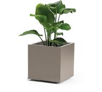 Balde De Planta Maceta 40 CM Color Taupe Con Ruedas Y Reservorio De Agua