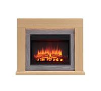 BALDERIA Apollon - Chimenea eléctrica de pie con calefacción, 1000/2000 W, Efecto Realista de Llamas 3D, iluminación LED, Mando a Distancia, programable, Temporizador, termostato, Color marrón Claro