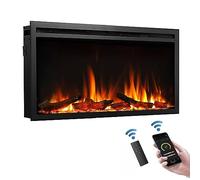BALDERIA Atalanta 33 - Chimenea eléctrica empotrable - Negro | Llama 3D, Calefacción 1500W, luminación LED, Wifi, Control por aplicación, Temporizador y Termostato, Control remoto