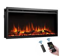 BALDERIA Atalanta 40 - Chimenea eléctrica empotrada con Calefactor 1000/2000 W, Efecto de Llama 3D Realista, función de crepitación integrada, Mando a Distancia, Temporizador, termostato - Negro