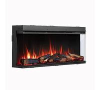 BALDERIA Chimenea eléctrica Achilles L | Chimenea eléctrica de pared con efecto de llamas 3D | Calefacción 1500W, iluminación LED, WiFi, control por App, sonido de crepitación, mando a distancia