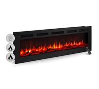 BALDERIA Chimenea eléctrica 3 en 1 de pie Leif 60'' | Montaje en Pared o empotrada | Efecto de Llamas 3D | Calefacción de 1800 W | Control Remoto, Inicio programado, Temporizador y termostato | Negro