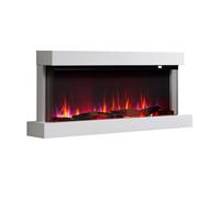 BALDERIA Chimenea eléctrica Achilles L | Chimenea eléctrica de pared con efecto de llamas 3D | Calefacción 1500W, iluminación LED, WiFi, control por App, sonido de crepitación, mando a distancia