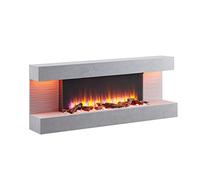 BALDERIA Chimenea Eléctrica de Pared Hestia Con Calefacción, LED, Efecto de Llama 3D, Mando a Distancia - Gris